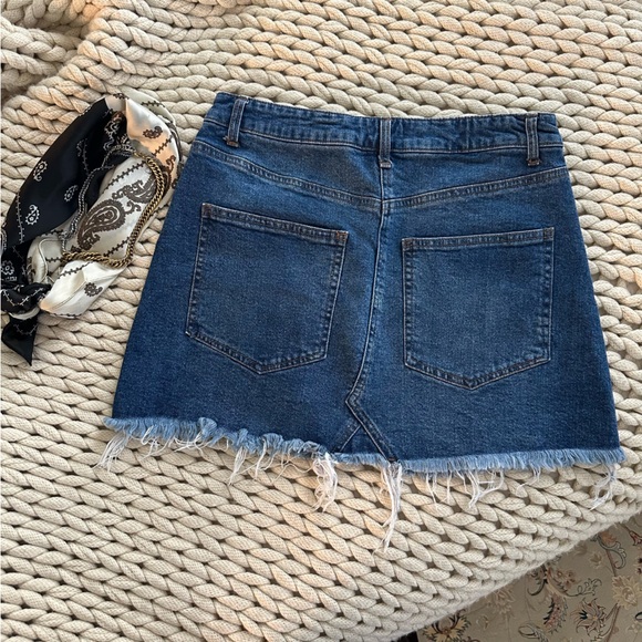 Harper Heritage Denim Mini Skirt Blue Raw Hem Short - Picture 6 of 6